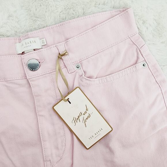NWT Ted Baker Lemin Pink Straight Leg High Waisted Crop Jeans 27 Denim - Picture 7 of 9